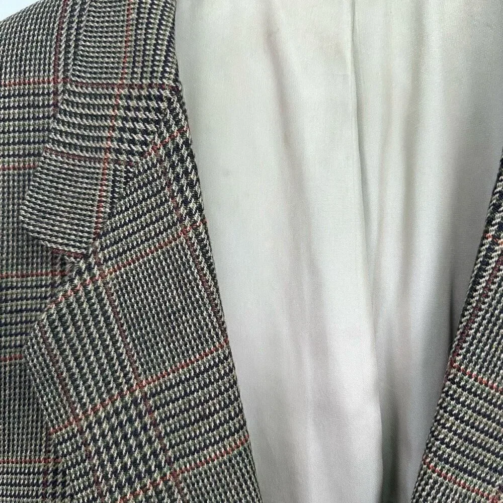 Banana Republic Vintage 90’s Men’s Herringbone Heritage Plaid Tan Wool Blazer